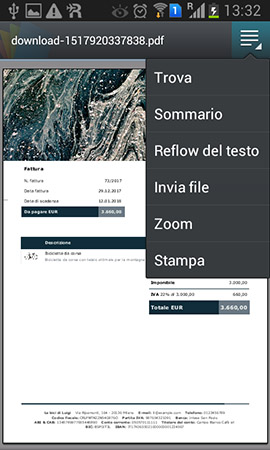 Stampa fattura da app di Debitoor programma di fatturazione per Android