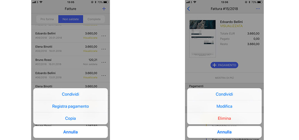 Stampa fatture da iOS con la nuova app del programma di fatturazione Debitoor