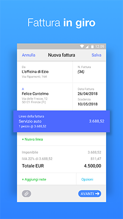 Modello di fattura nella nuova app per Android di Debitoor programma di fatturazione