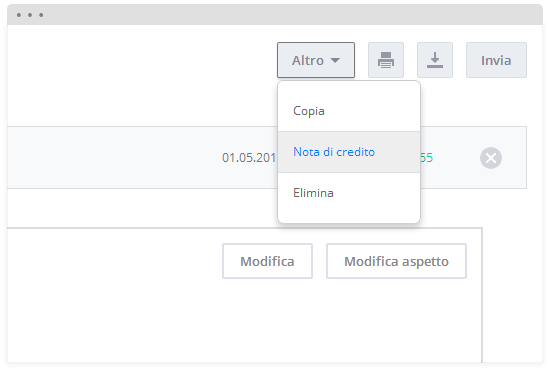 Crea una nota di credito direttamente dalla fattura emessa
